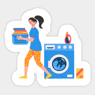 Hand Drawn "Woman In Laundry" Sticker